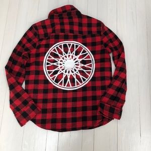 SoulCycle Red Women’s Flannel Shirt Farmer Chic M